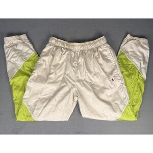Champion Jogger Nylon Track Pants Large Mens White Green Colorblock Windbreaker